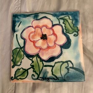 6 “ hand painted & glazed trivet tile- firm price